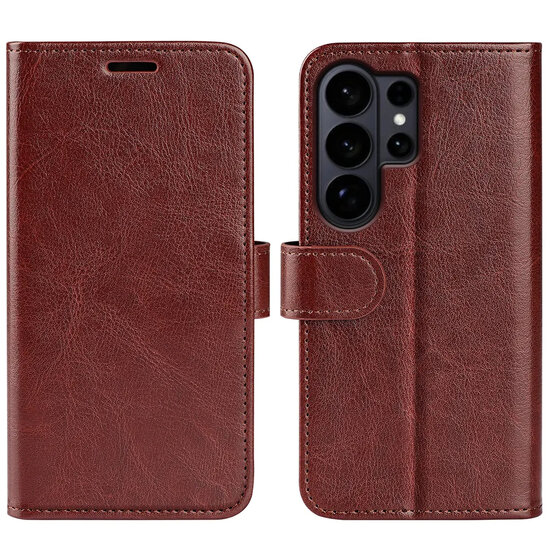 Samsung Galaxy S26 Ultra Hoesje - MobyDefend Wallet Book Case (Sluiting Achterkant) - Bruin
