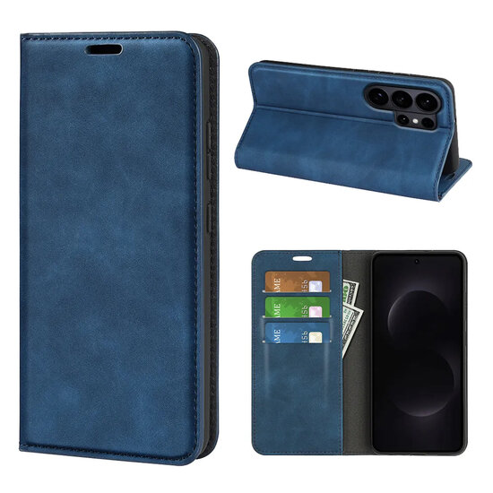 Samsung Galaxy S26 Ultra Hoesje - MobyDefend Luxe Wallet Bookcase (Magnetische Sluiting) - Blauw