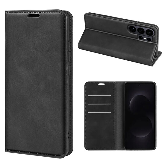 Samsung Galaxy S26 Ultra Hoesje - MobyDefend Luxe Wallet Bookcase (Magnetische Sluiting) - Zwart