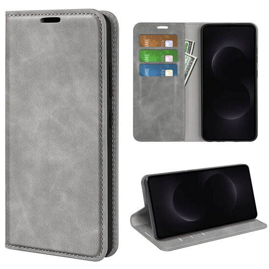 Samsung Galaxy S26 Ultra Hoesje - MobyDefend Luxe Wallet Bookcase (Magnetische Sluiting) - Grijs