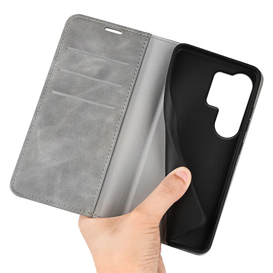 Samsung Galaxy S26 Ultra Hoesje - MobyDefend Luxe Wallet Bookcase (Magnetische Sluiting) - Grijs