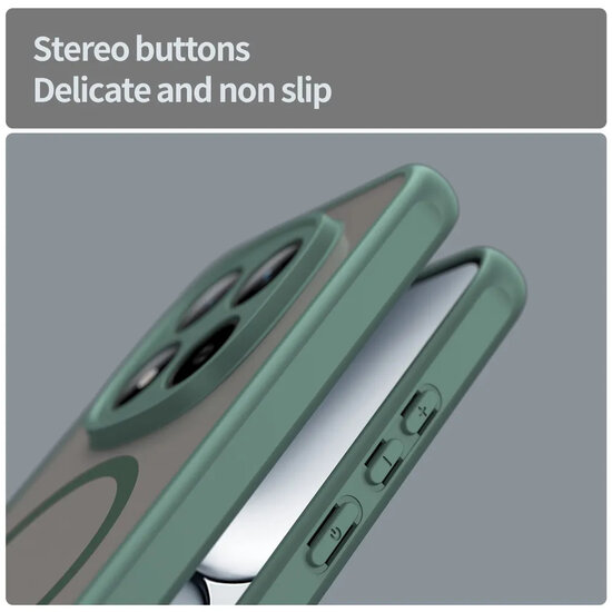 Xiaomi Redmi Note 15 Pro 5G Hoesje - MobyDefend MagSafe Case Mat Transparant Met Gekleurde Rand - Groen