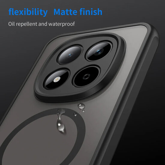 Xiaomi Redmi Note 15 Pro 5G Hoesje - MobyDefend MagSafe Case Mat Transparant Met Gekleurde Rand - Zwart