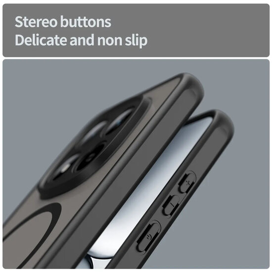 Xiaomi Redmi Note 15 Pro 5G Hoesje - MobyDefend MagSafe Case Mat Transparant Met Gekleurde Rand - Zwart
