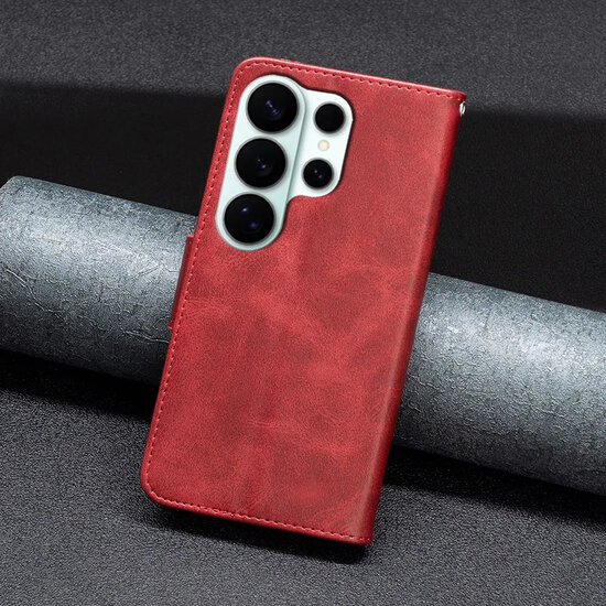 Samsung Galaxy S26 Ultra Hoesje - MobyDefend Wallet Book Case Met Koord - Rood