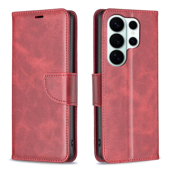 Samsung Galaxy S26 Ultra Hoesje - MobyDefend Wallet Book Case Met Koord - Rood