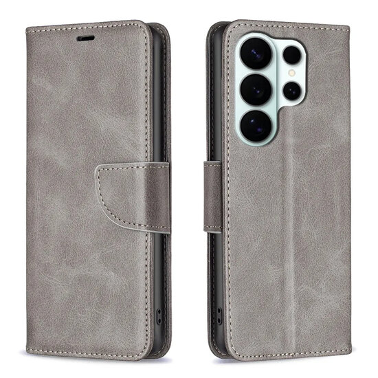 Samsung Galaxy S26 Ultra Hoesje - MobyDefend Wallet Book Case Met Koord - Grijs