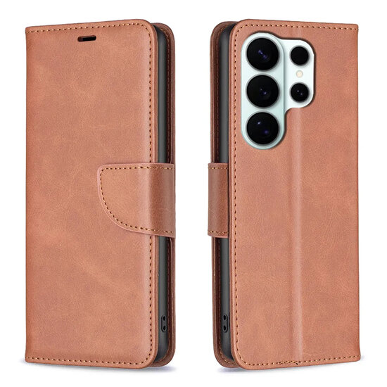 Samsung Galaxy S26 Ultra Hoesje - MobyDefend Wallet Book Case Met Koord - Bruin