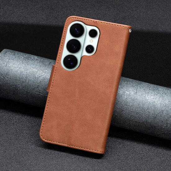 Samsung Galaxy S26 Ultra Hoesje - MobyDefend Wallet Book Case Met Koord - Bruin
