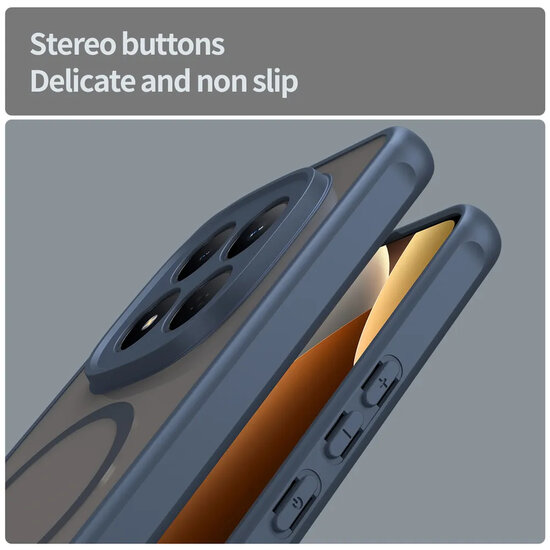 Xiaomi Redmi Note 15 Pro 4G Hoesje - MobyDefend MagSafe Case Mat Transparant Met Gekleurde Rand - Blauw