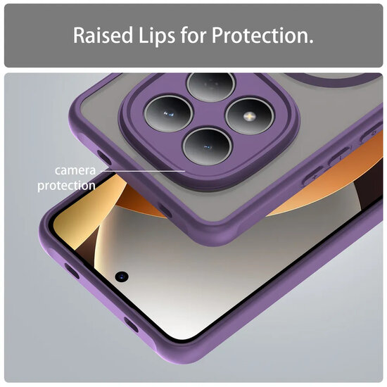Xiaomi Redmi Note 15 Pro 4G Hoesje - MobyDefend MagSafe Case Mat Transparant Met Gekleurde Rand - Paars