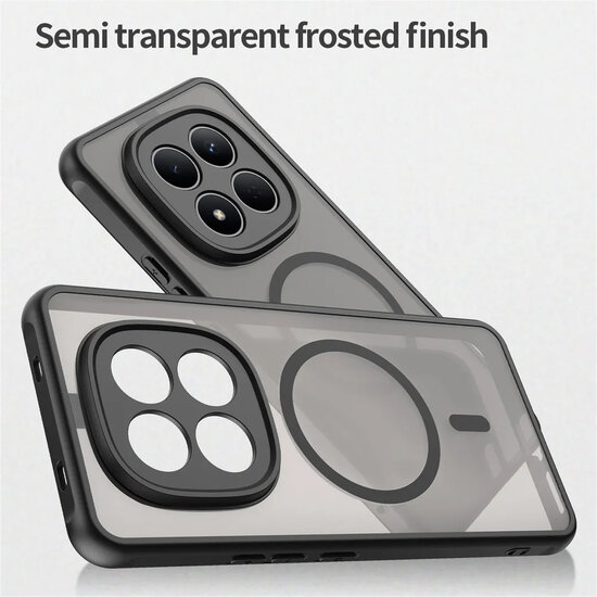 Xiaomi Redmi Note 15 Pro 4G Hoesje - MobyDefend MagSafe Case Mat Transparant Met Gekleurde Rand - Zwart
