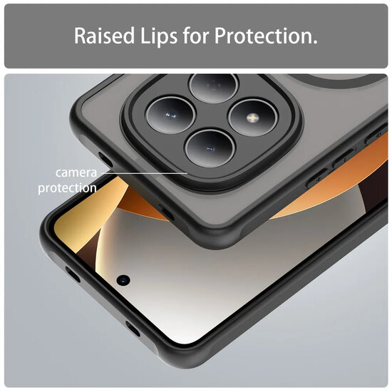 Xiaomi Redmi Note 15 Pro 4G Hoesje - MobyDefend MagSafe Case Mat Transparant Met Gekleurde Rand - Zwart