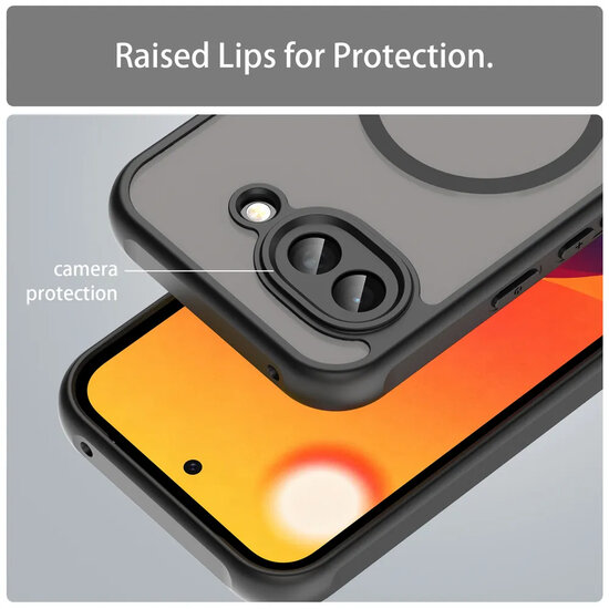 Google Pixel 10a Hoesje - MobyDefend MagSafe Case Mat Transparant Met Gekleurde Rand - Zwart