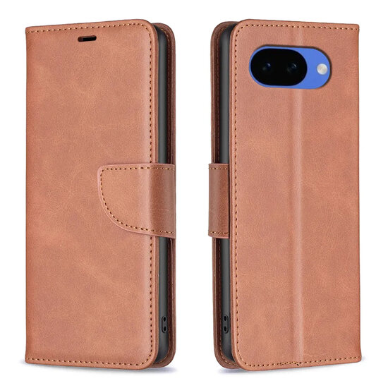 Google Pixel 10a Hoesje - MobyDefend Wallet Book Case Met Koord - Bruin