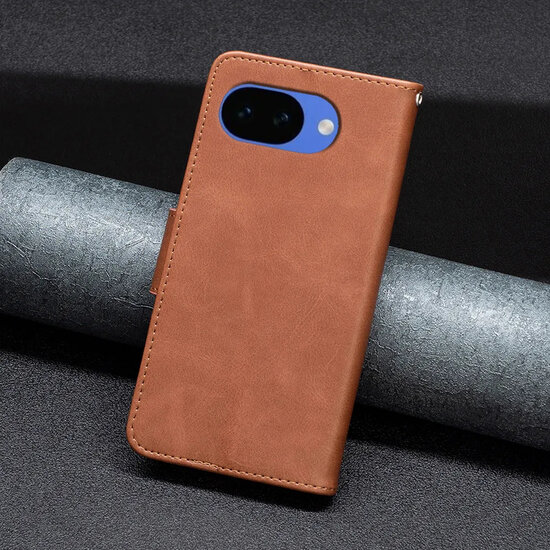 Google Pixel 10a Hoesje - MobyDefend Wallet Book Case Met Koord - Bruin