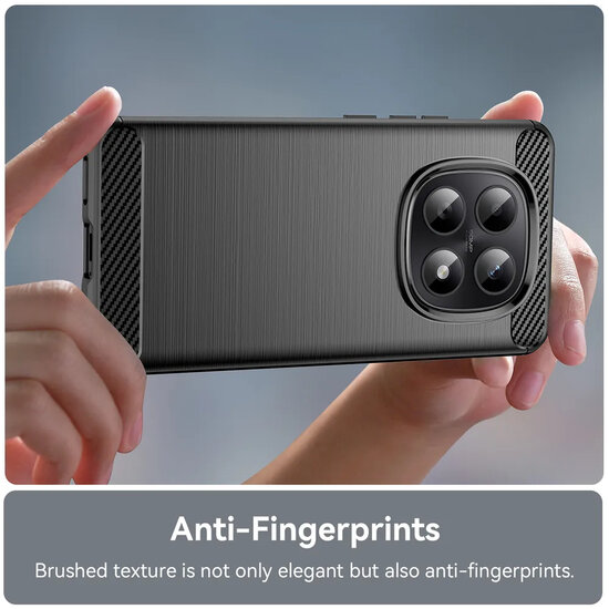 Xiaomi Redmi Note 15 5G Hoesje - MobyDefend TPU Backcover - Geborstelde Metaal &amp; Carbon-Look - Zwart