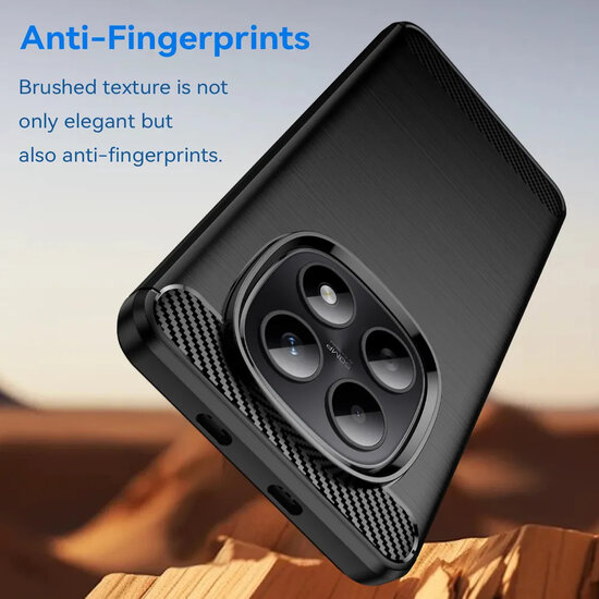 Xiaomi Redmi Note 15 5G Hoesje - MobyDefend TPU Backcover - Geborstelde Metaal &amp; Carbon-Look - Zwart