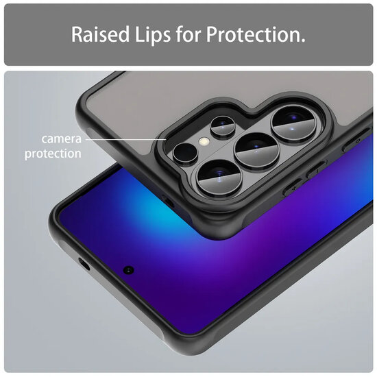 Samsung Galaxy S26 Ultra Hoesje - MobyDefend MagSafe Case Mat Transparant Met Gekleurde Rand - Zwart
