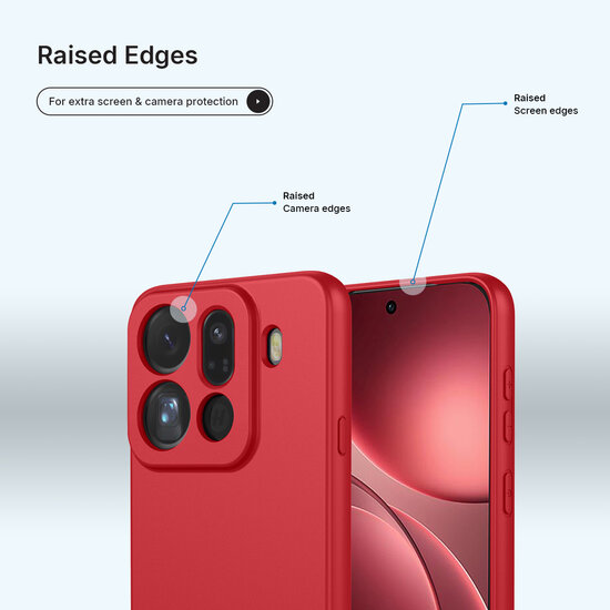 Oppo Find X9 Pro Hoesje - MobyDefend Matte Siliconen Backcover - Framboosrood