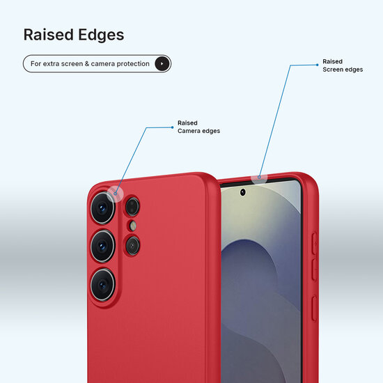 Samsung Galaxy S26 Ultra Hoesje - MobyDefend Matte Siliconen Backcover - Framboosrood