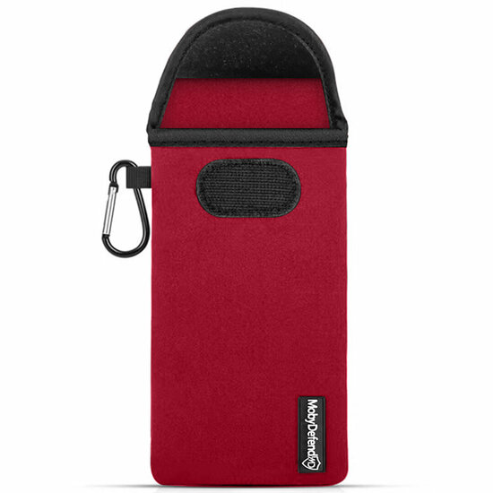 Hoesje voor Motorola Edge 70 Fusion - MobyDefend Neopreen Pouch Met Karabijnhaak - Insteekhoesje - Riemlus Hoesje - Rood