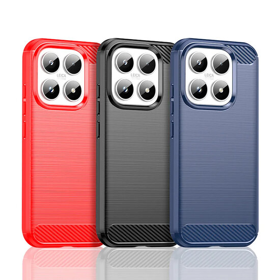Xiaomi 17 Hoesje - MobyDefend TPU Backcover - Geborstelde Metaal &amp; Carbon-Look - Zwart