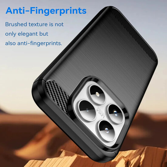 Xiaomi 17 Hoesje - MobyDefend TPU Backcover - Geborstelde Metaal &amp; Carbon-Look - Zwart