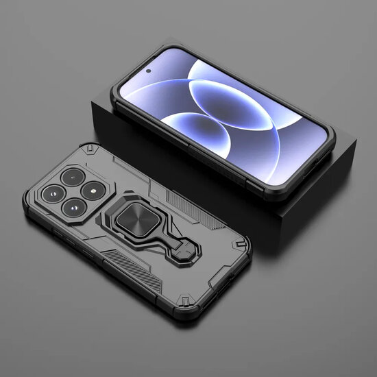 Xiaomi 17 Hoesje - MobyDefend Dubbelgelaagde Pantsercase Met Standaard - Zwart