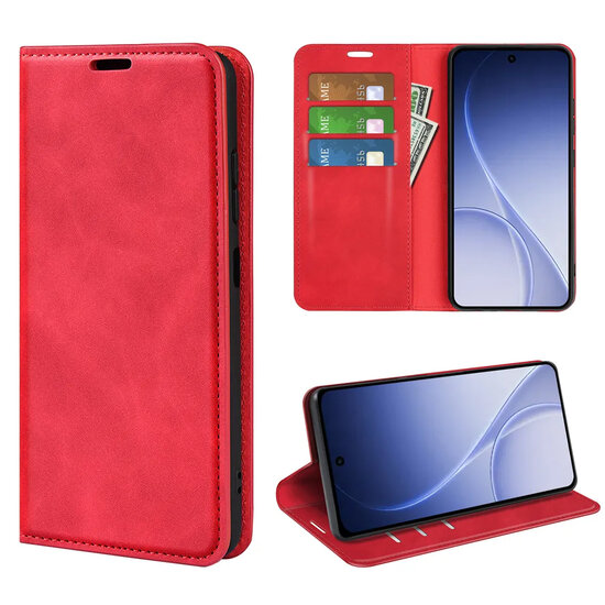 Oppo Reno15 Hoesje - MobyDefend Luxe Wallet Bookcase (Magnetische Sluiting) - Rood