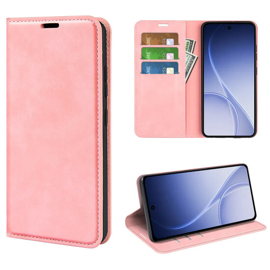 Oppo Reno15 Hoesje - MobyDefend Luxe Wallet Bookcase (Magnetische Sluiting) - Roze