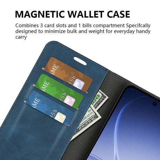 Oppo Reno15 Hoesje - MobyDefend Luxe Wallet Bookcase (Magnetische Sluiting) - Blauw