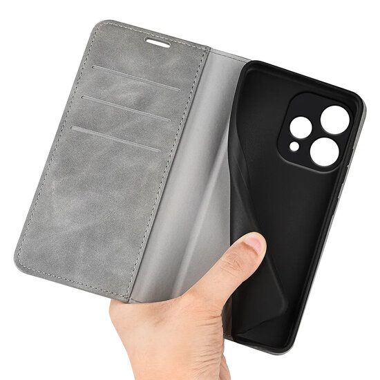 Oppo Reno15 Hoesje - MobyDefend Luxe Wallet Bookcase (Magnetische Sluiting) - Grijs