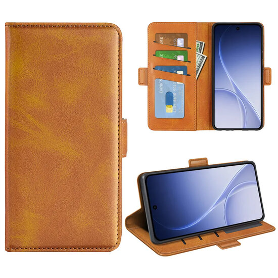 Oppo Reno15 Hoesje - MobyDefend Luxe Wallet Book Case (Sluiting Zijkant) - Lichtbruin