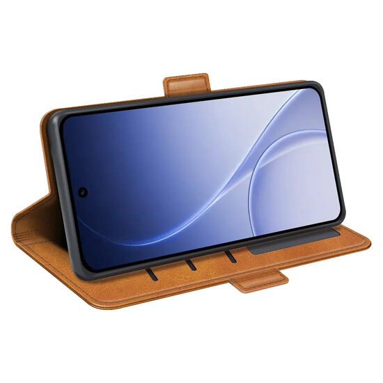Oppo Reno15 Hoesje - MobyDefend Luxe Wallet Book Case (Sluiting Zijkant) - Lichtbruin