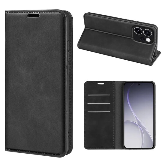 Oppo Reno15 F / Oppo Reno15 FS Hoesje - MobyDefend Luxe Wallet Bookcase (Magnetische Sluiting) - Zwart