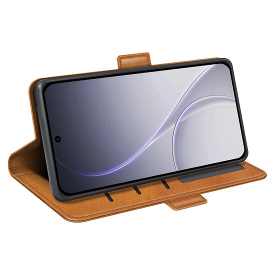 Oppo Reno15 F / Oppo Reno15 FS Hoesje - MobyDefend Luxe Wallet Book Case (Sluiting Zijkant) - Lichtbruin