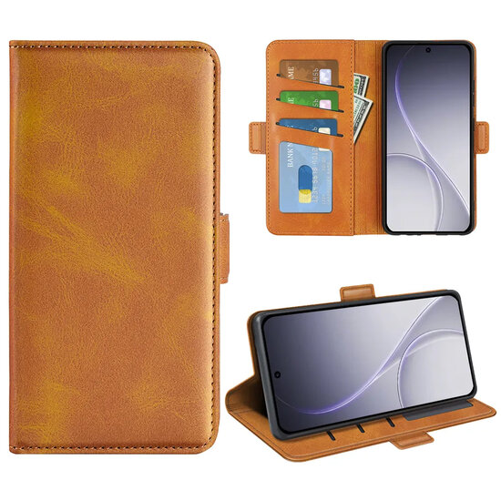 Oppo Reno15 F / Oppo Reno15 FS Hoesje - MobyDefend Luxe Wallet Book Case (Sluiting Zijkant) - Lichtbruin