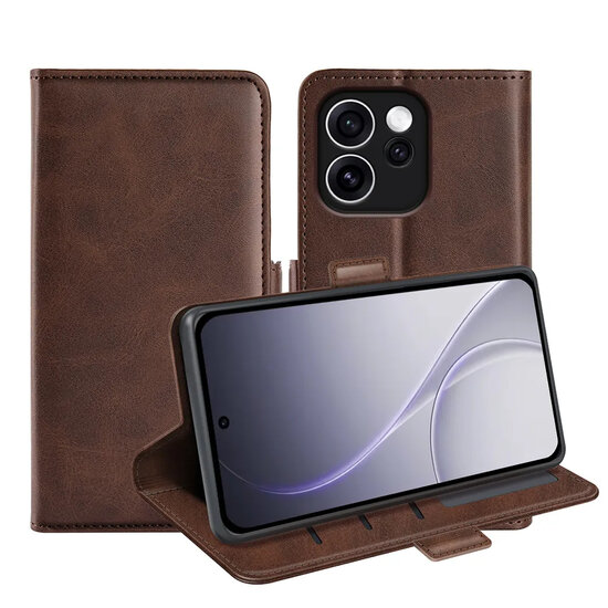 Oppo Reno15 F / Oppo Reno15 FS Hoesje - MobyDefend Luxe Wallet Book Case (Sluiting Zijkant) - Bruin