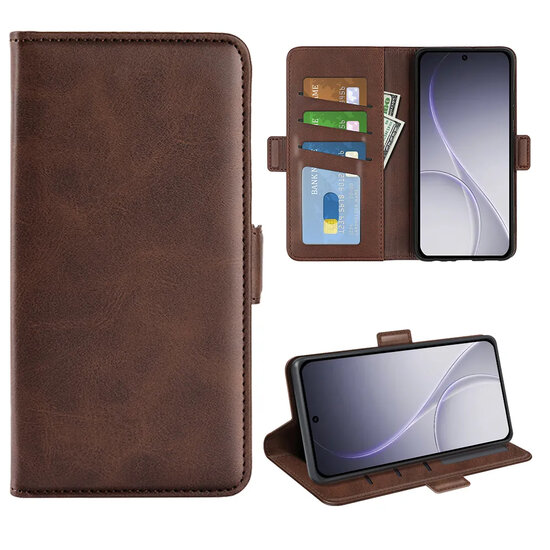 Oppo Reno15 F / Oppo Reno15 FS Hoesje - MobyDefend Luxe Wallet Book Case (Sluiting Zijkant) - Bruin