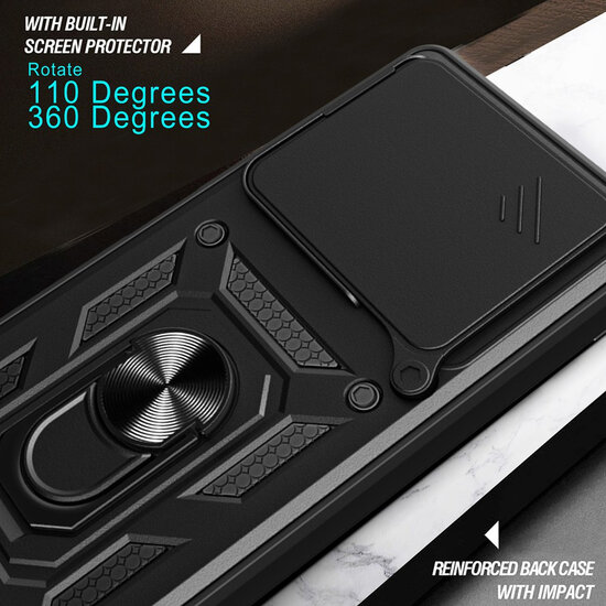 Xiaomi Redmi Note 15 5G Hoesje - MobyDefend Pantsercase Met Draaibare Ring - Rood
