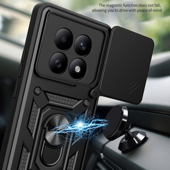 Xiaomi Redmi Note 15 5G Hoesje - MobyDefend Pantsercase Met Draaibare Ring - Rood