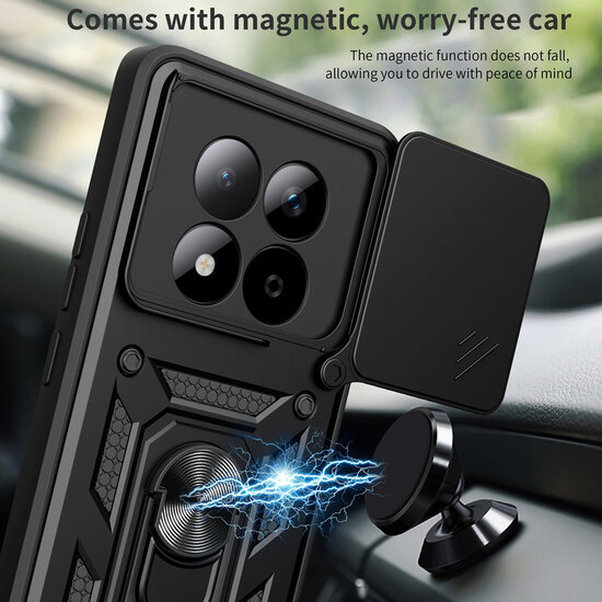 Xiaomi Redmi Note 15 Pro 4G Hoesje - MobyDefend Pantsercase Met Draaibare Ring - Zilvergrijs