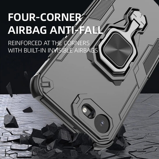 iPhone 16e / iPhone 17e Hoesje - MobyDefend Dubbelgelaagde Pantsercase Met Standaard - Roze