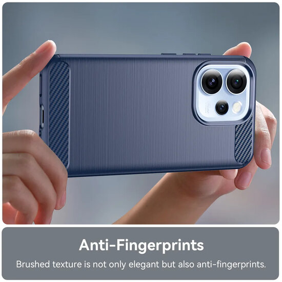 Oppo Reno15 Pro Hoesje - MobyDefend TPU Backcover - Geborstelde Metaal &amp; Carbon-Look - Blauw