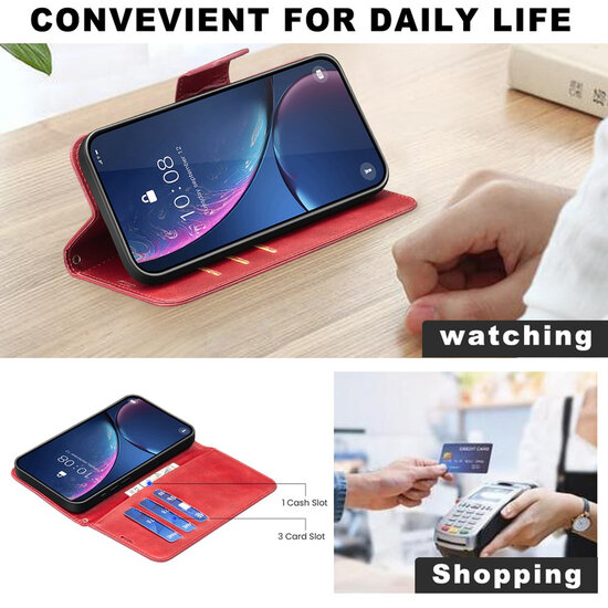 Oppo Reno15 F / Oppo Reno15 FS Hoesje - MobyDefend Wallet Book Case Met Koord - Rood