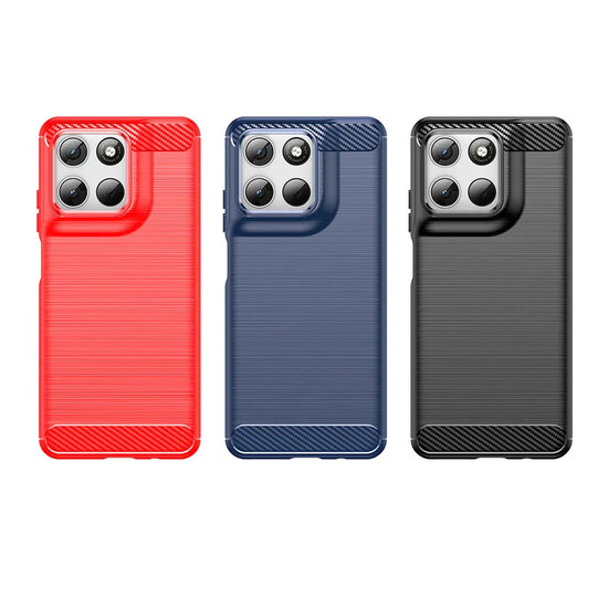 Motorola Moto G57 Power Hoesje - MobyDefend TPU Backcover - Geborstelde Metaal &amp; Carbon-Look - Blauw