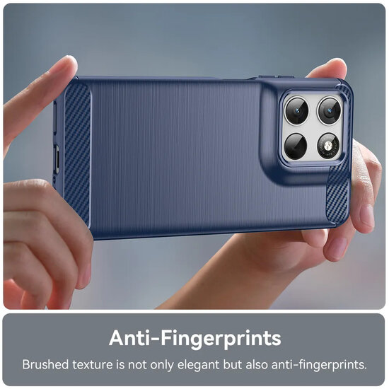 Motorola Moto G57 Power Hoesje - MobyDefend TPU Backcover - Geborstelde Metaal &amp; Carbon-Look - Blauw