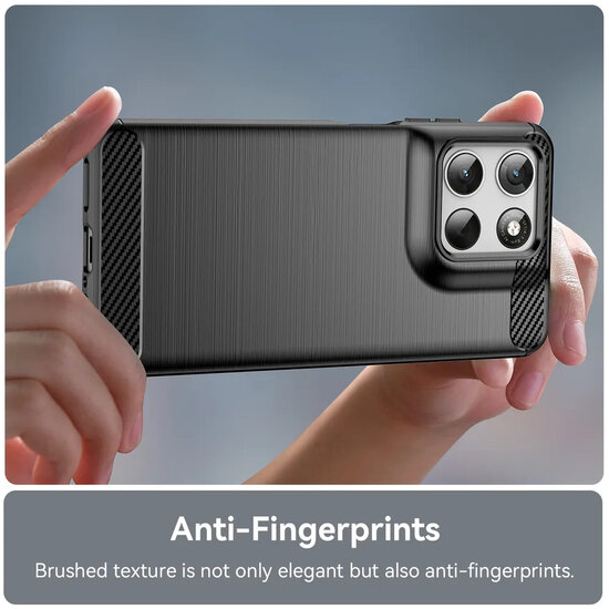 Motorola Moto G57 Power Hoesje - MobyDefend TPU Backcover - Geborstelde Metaal &amp; Carbon-Look - Zwart