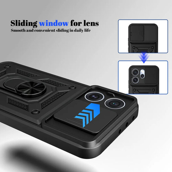 Oppo Reno15 Pro Hoesje - MobyDefend Pantsercase Met Draaibare Ring - Blauw